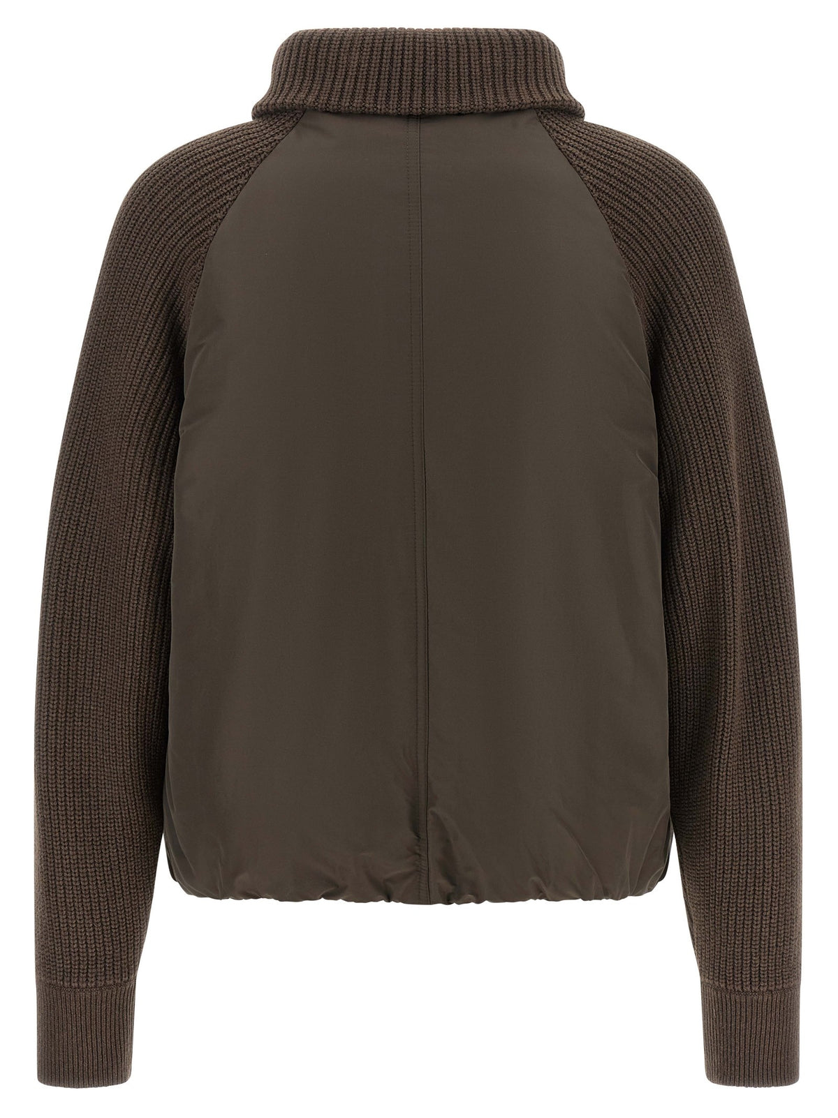 Knit insert down jacket