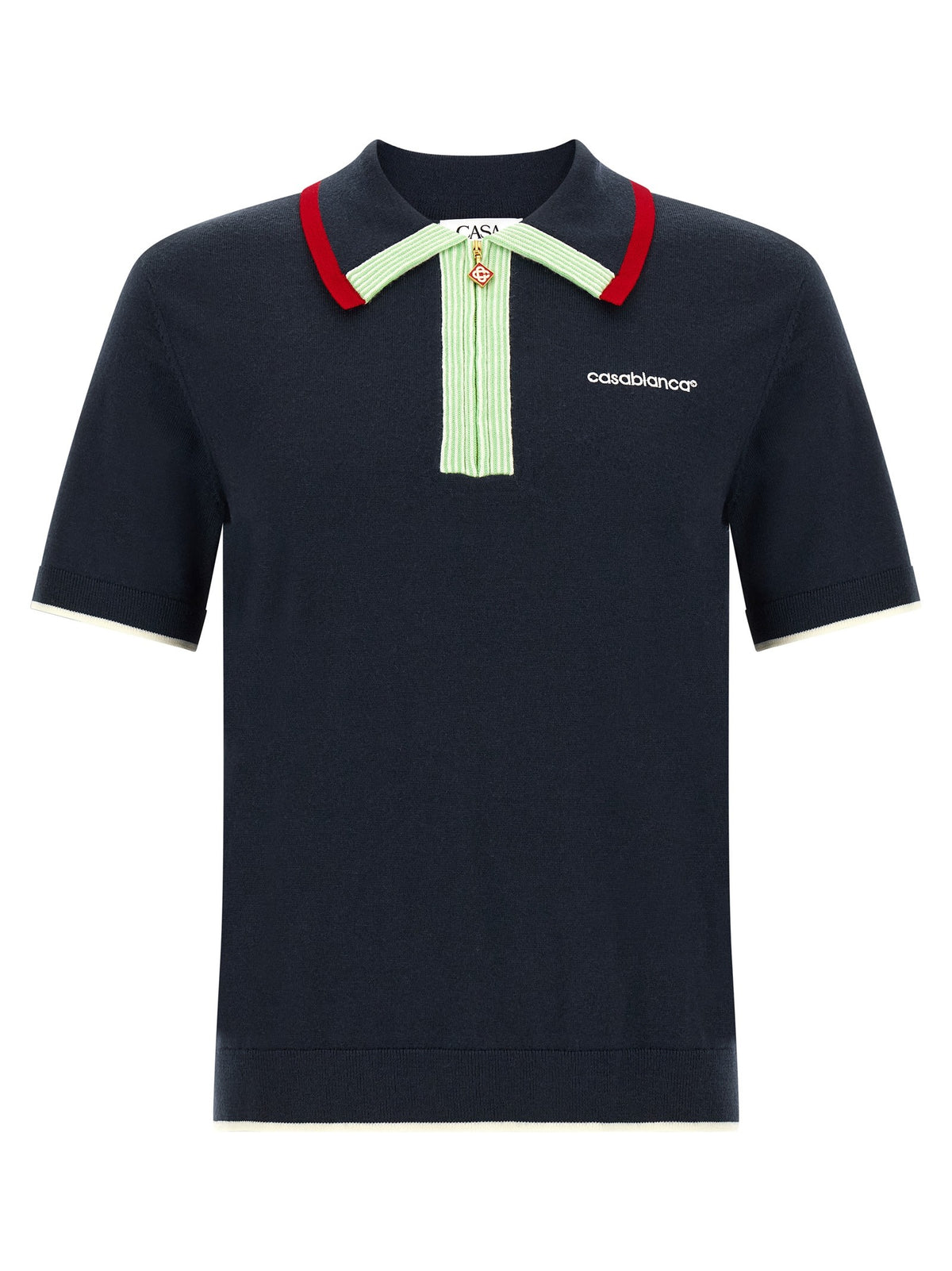 Knit polo shirt with zip