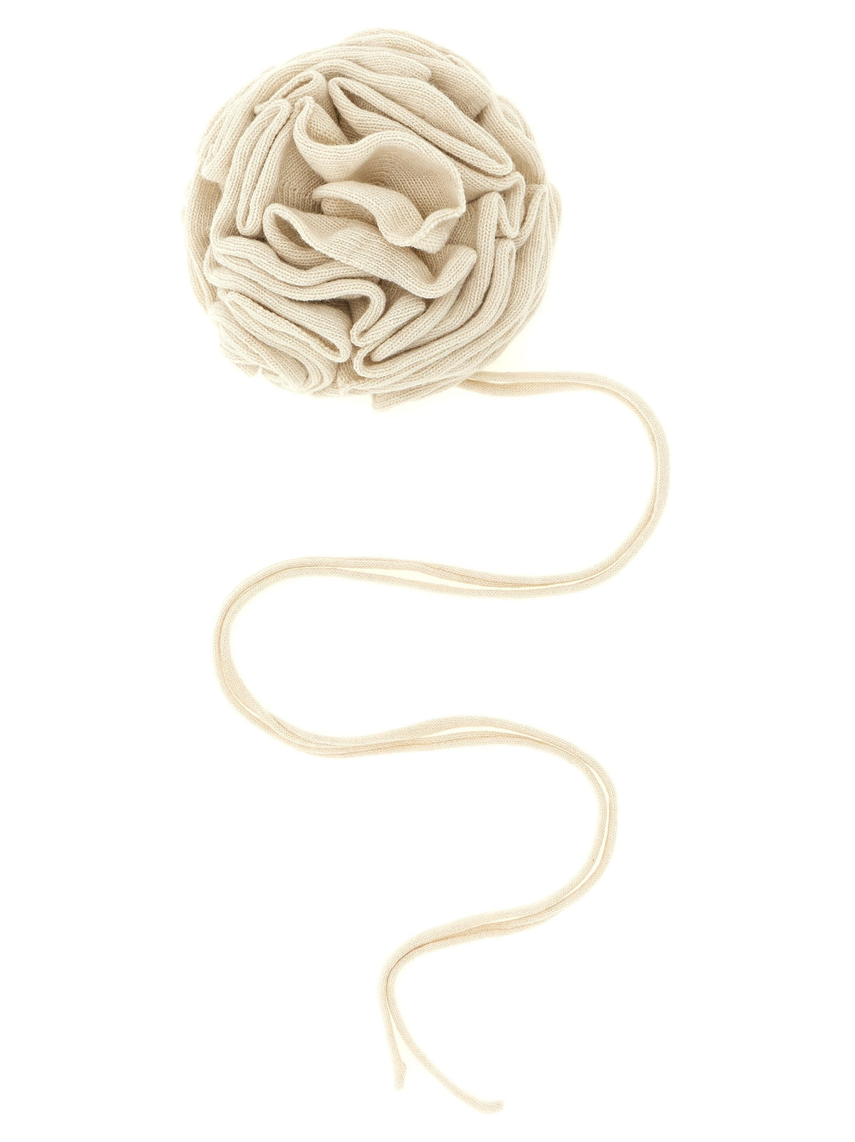 Knitted pin with drawstring