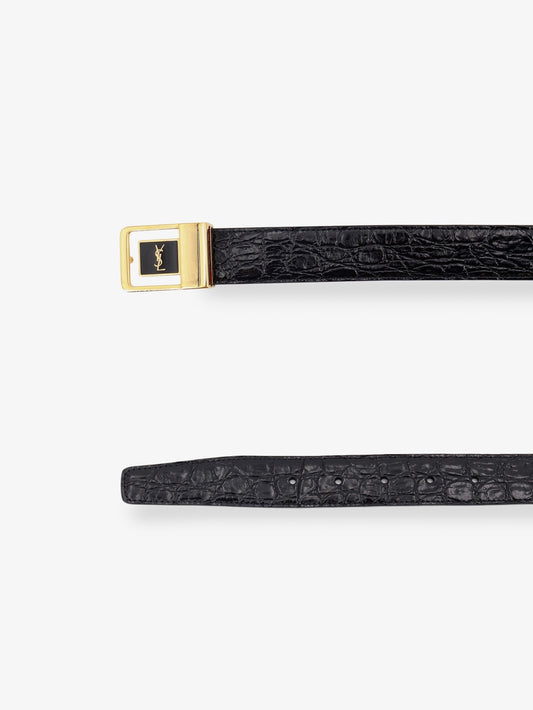 La 66 crocodile-embossed leather belt