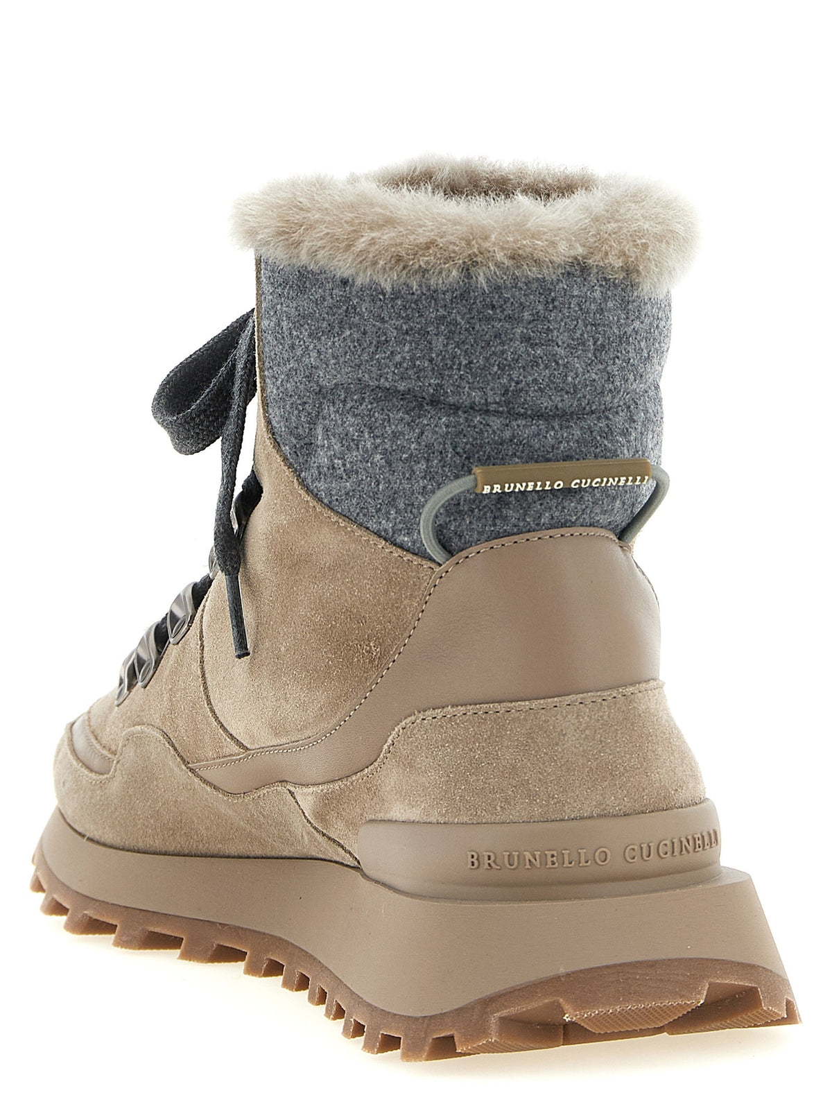 Lace-up ankle boots with hooks