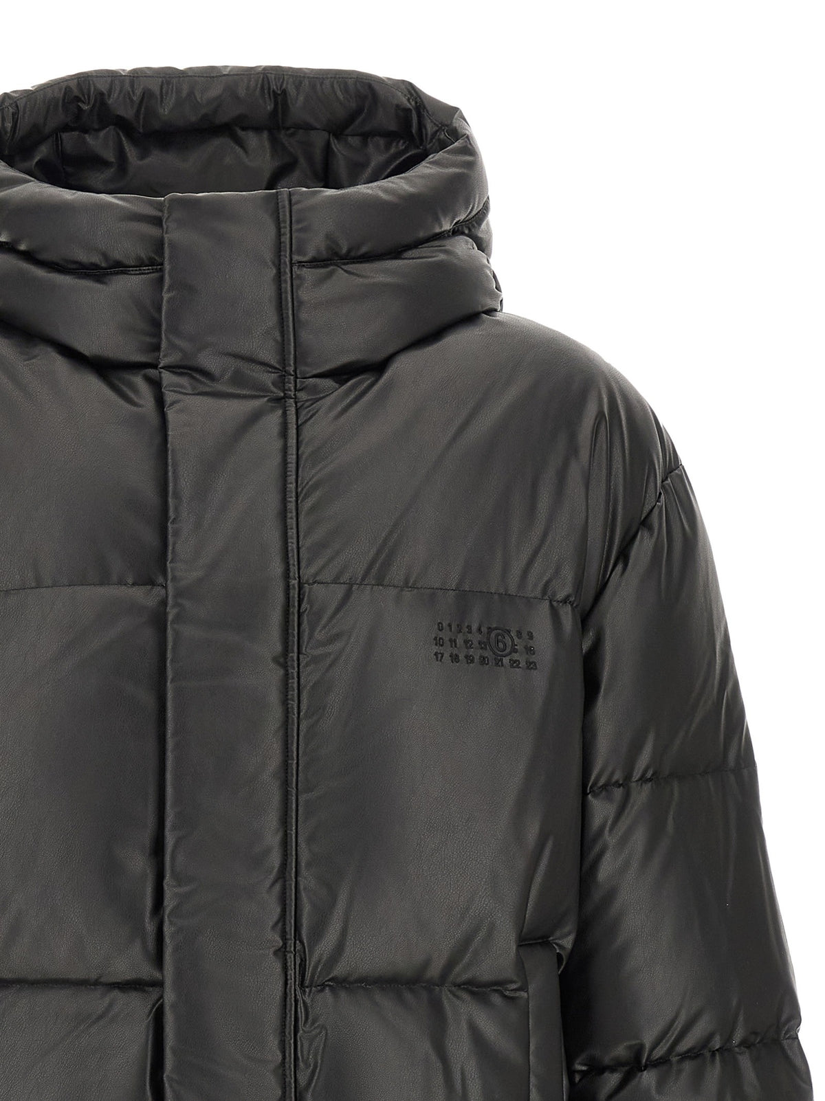 Lacquered finish down jacket