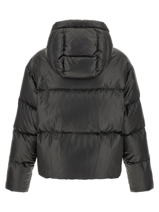 Lacquered finish down jacket