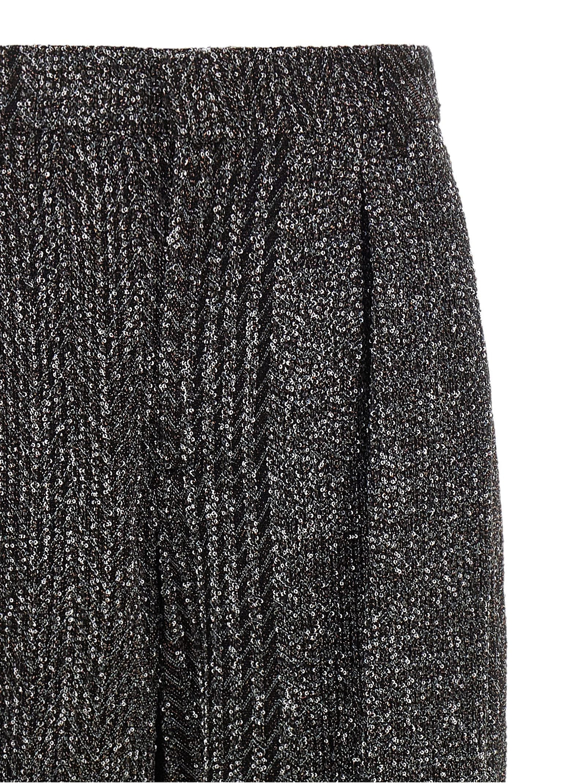 Lamé and sequin yarn pants