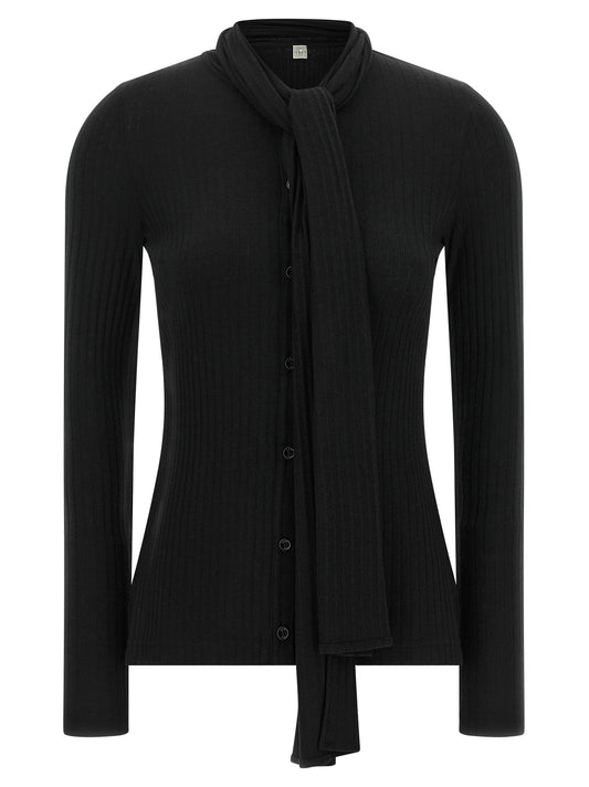 Lavallière neck cardigan