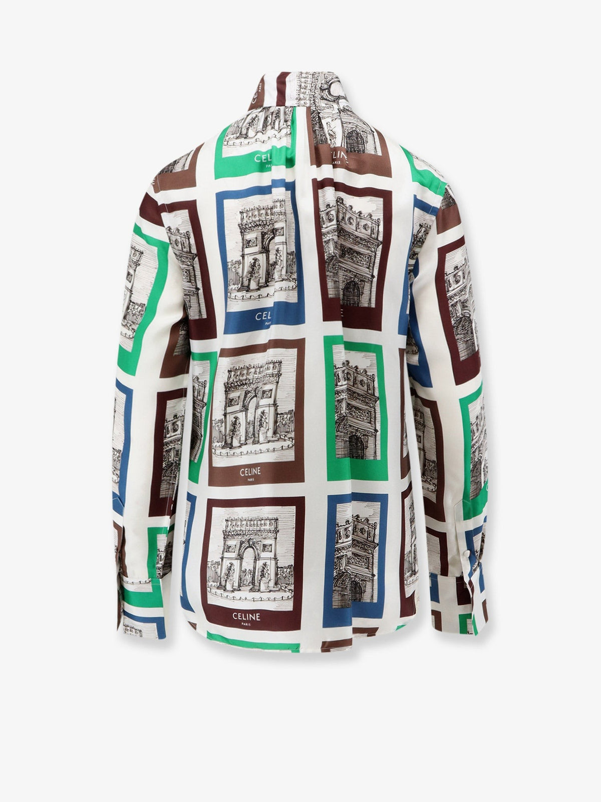 Lavalliere printed silk shirt