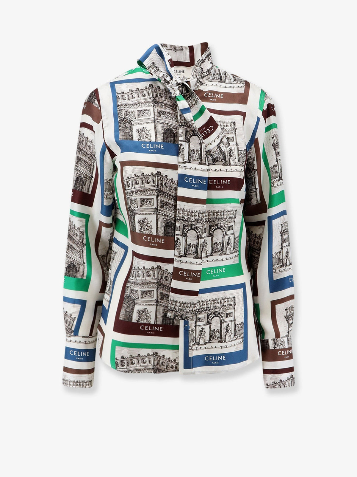 Lavalliere printed silk shirt