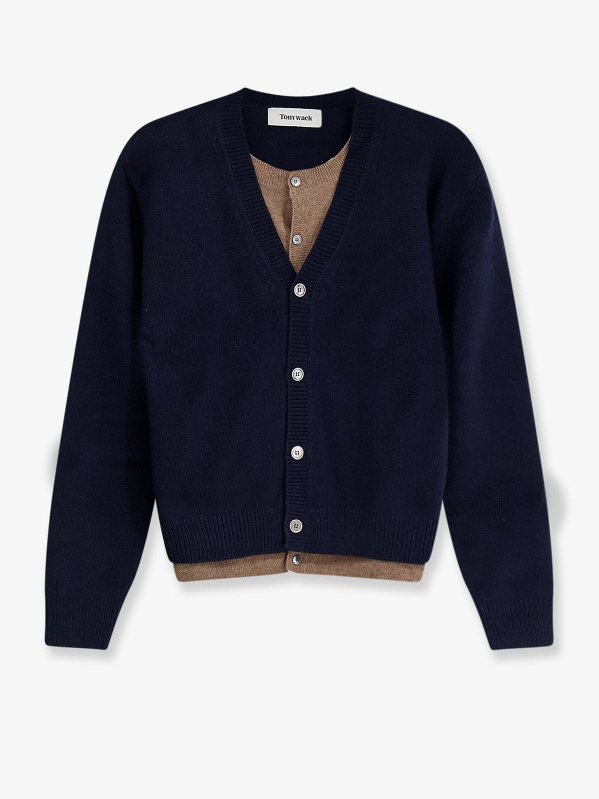 Layered wool blend cardigan