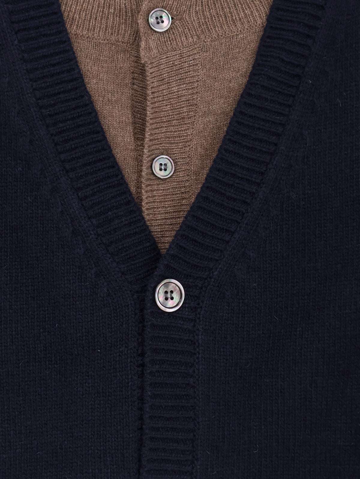 Layered wool blend cardigan