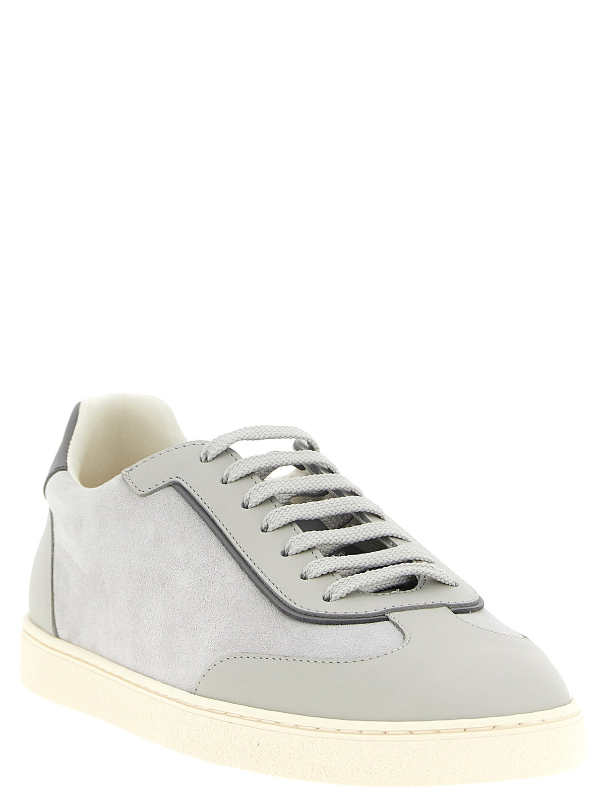 Leather and suede sneakers