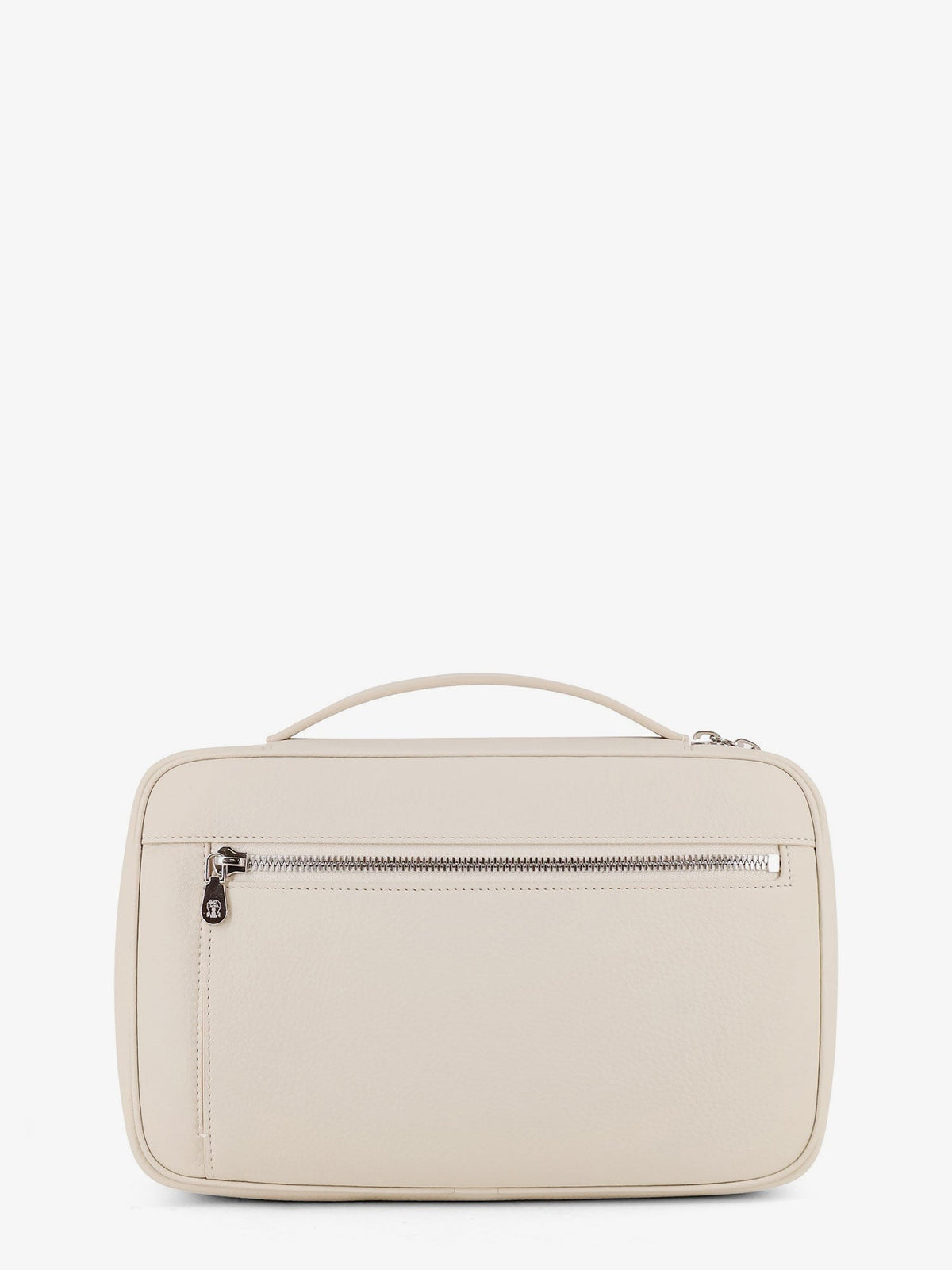 Leather beauty case with metal logo detail