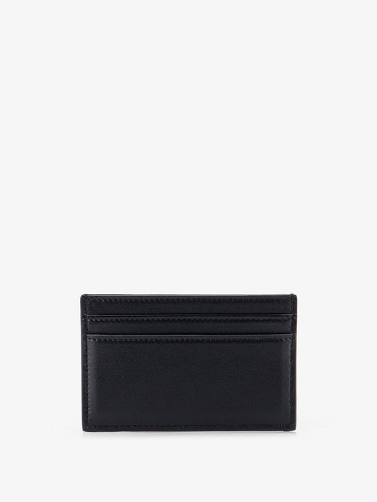 Leather card holder with front logo print