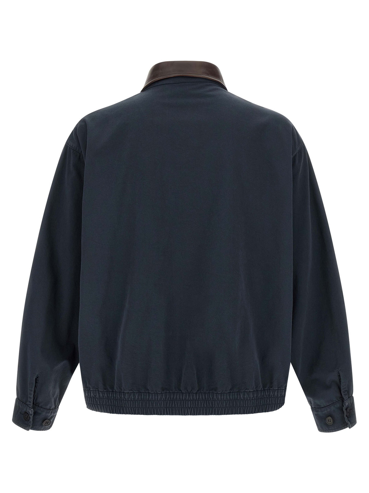 Leather collar jacket