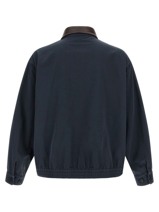 Leather collar jacket