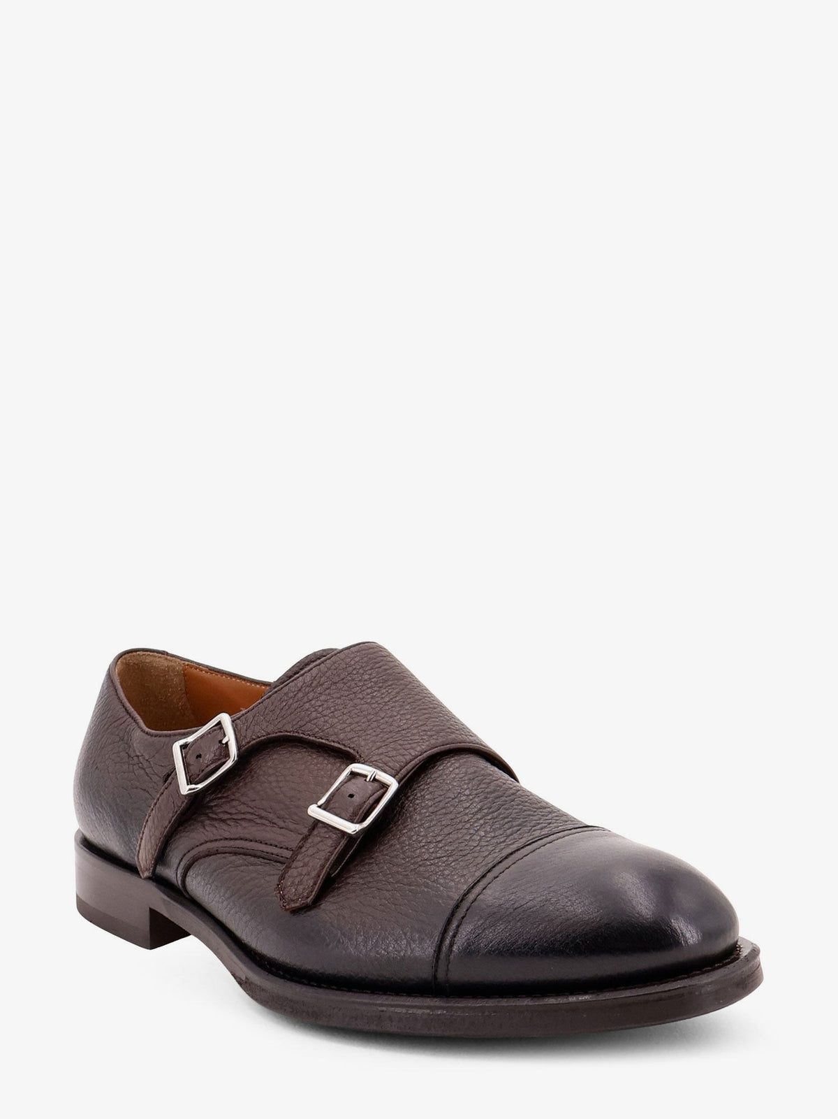 Leather double-buckle loafers