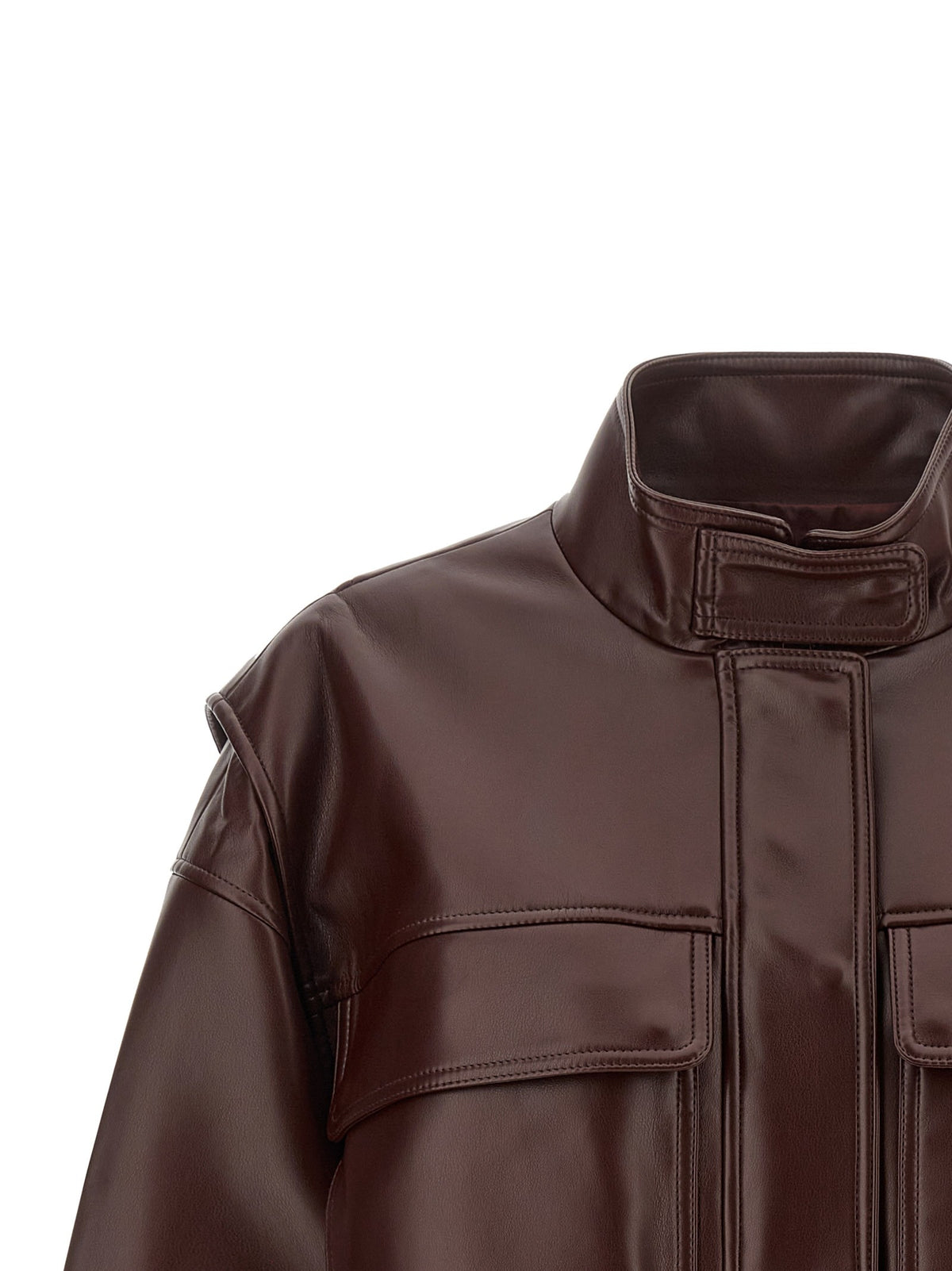 Leather effect bomber jacket