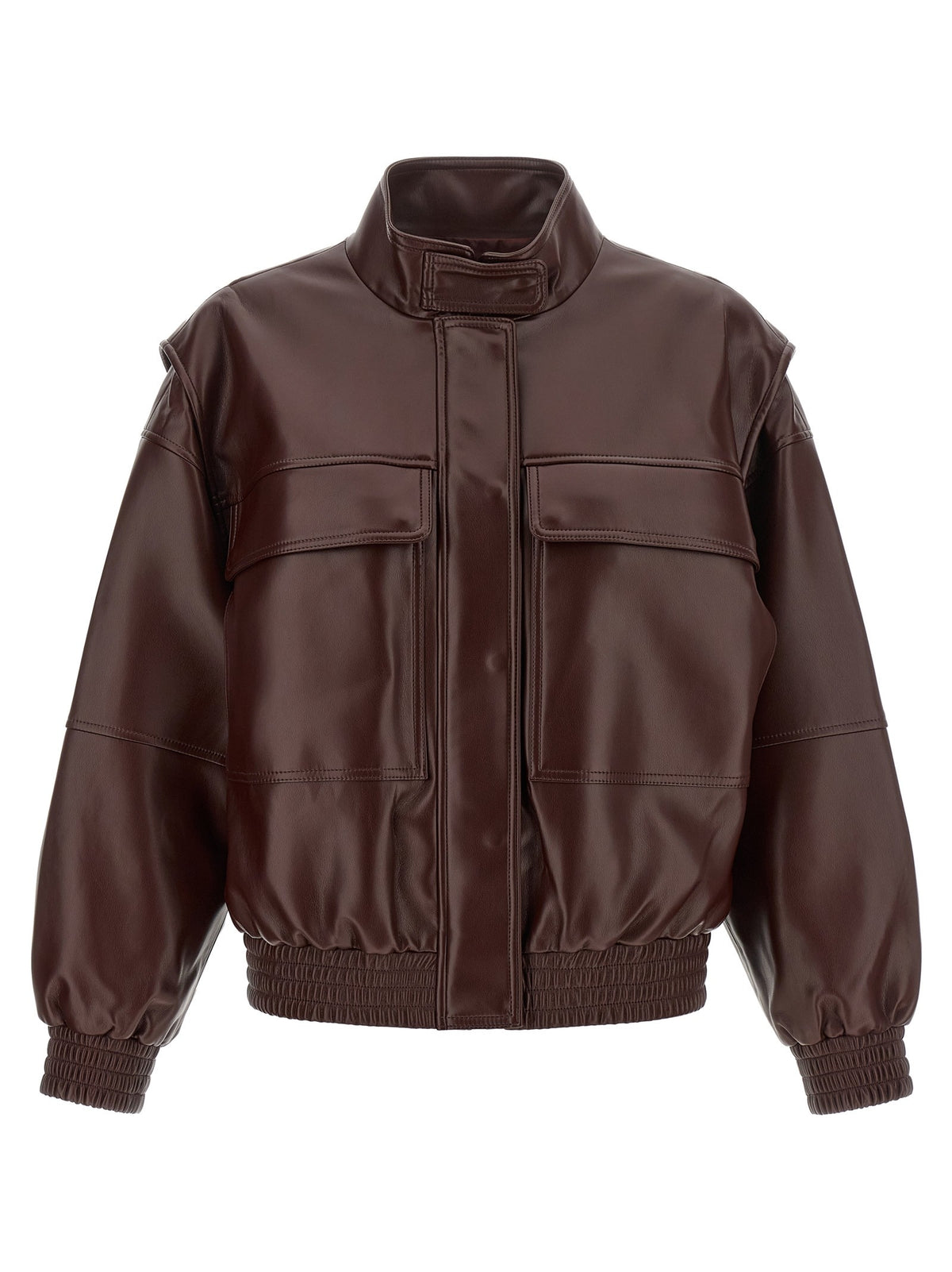 Leather effect bomber jacket