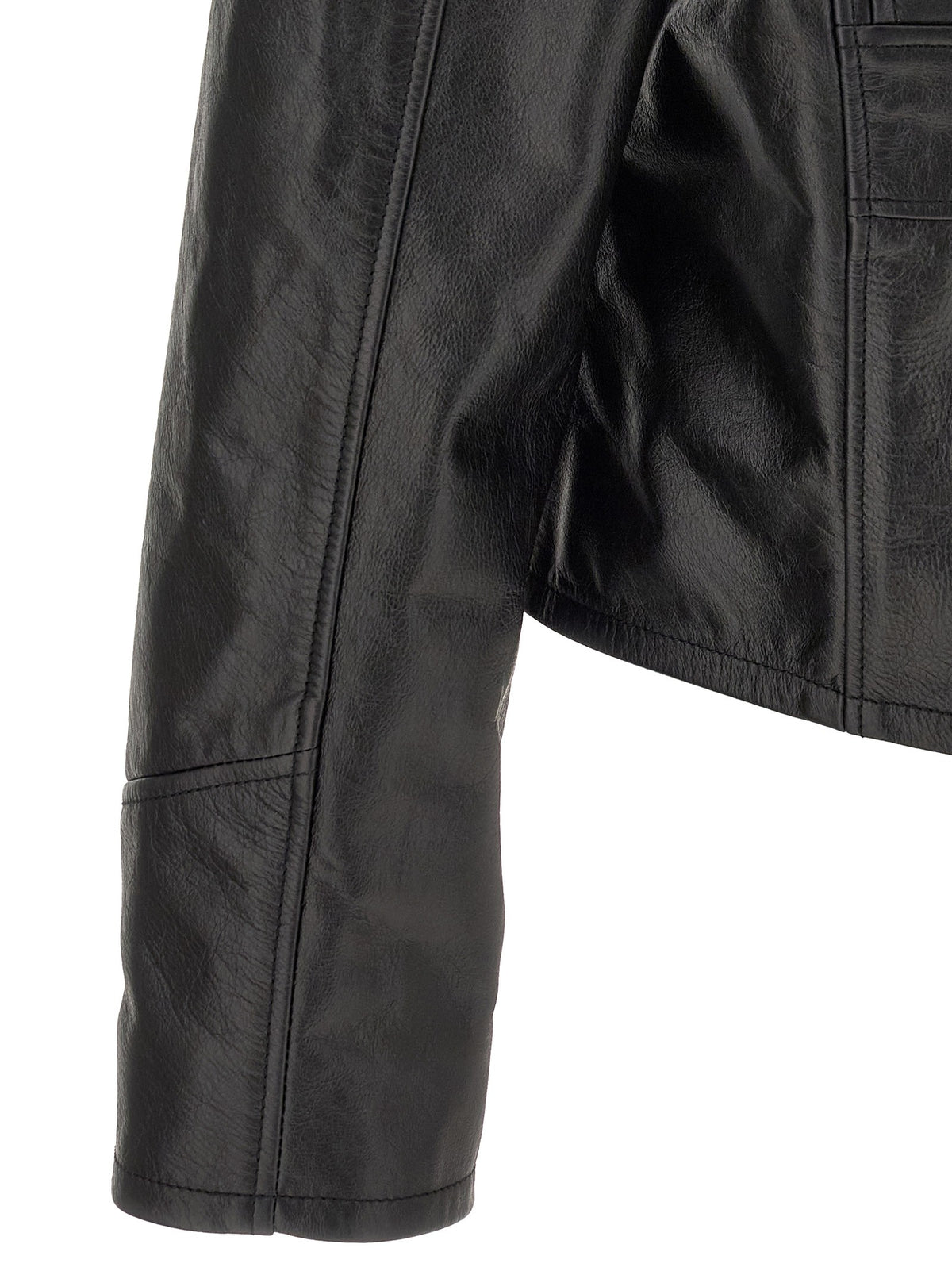 Leather jacket with zip