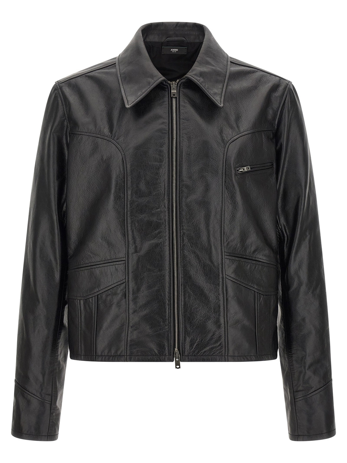 Leather jacket with zip