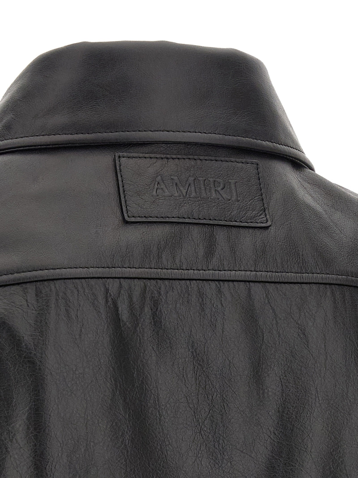 Leather jacket with zip