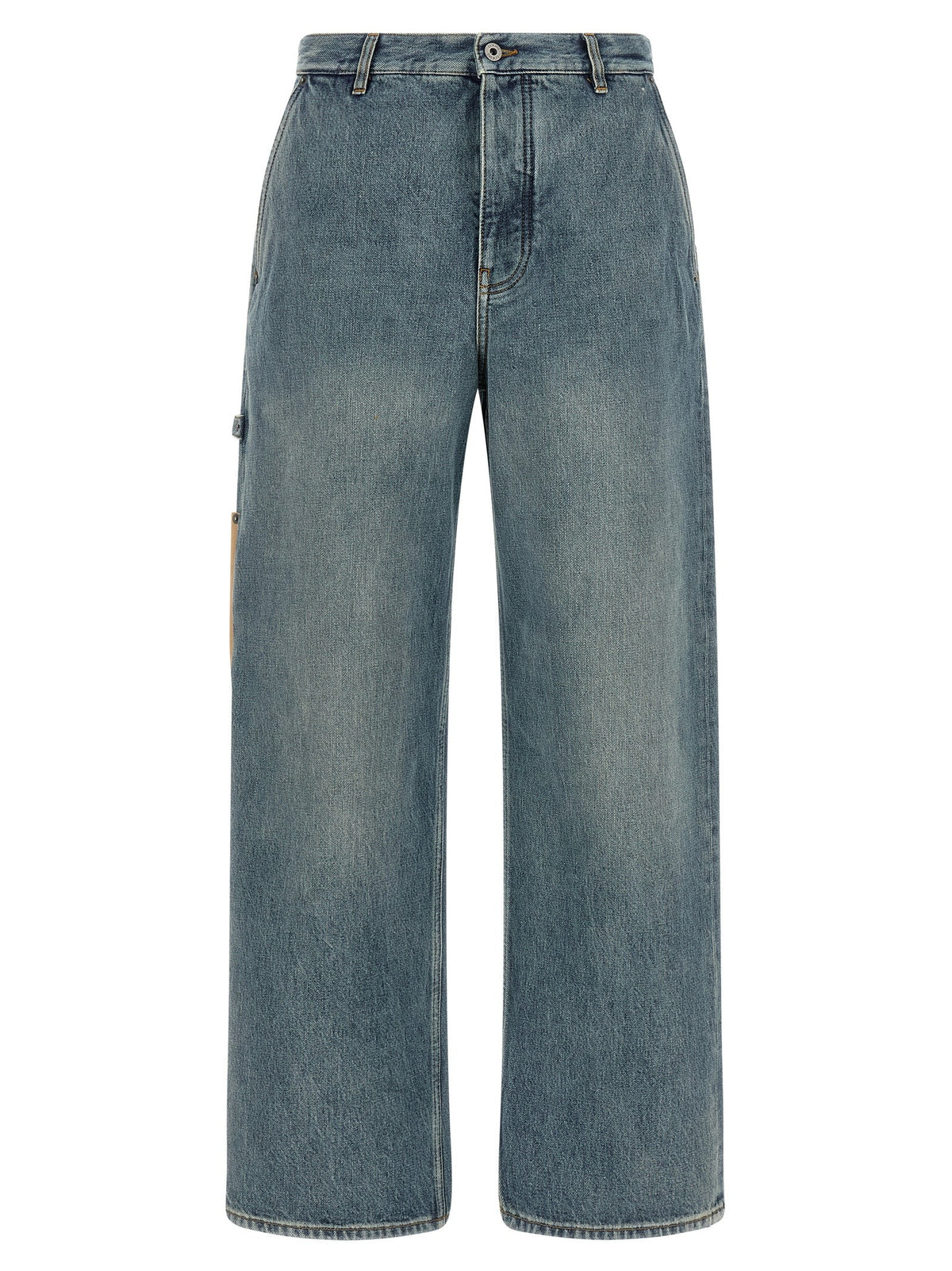 Leather pocket jeans