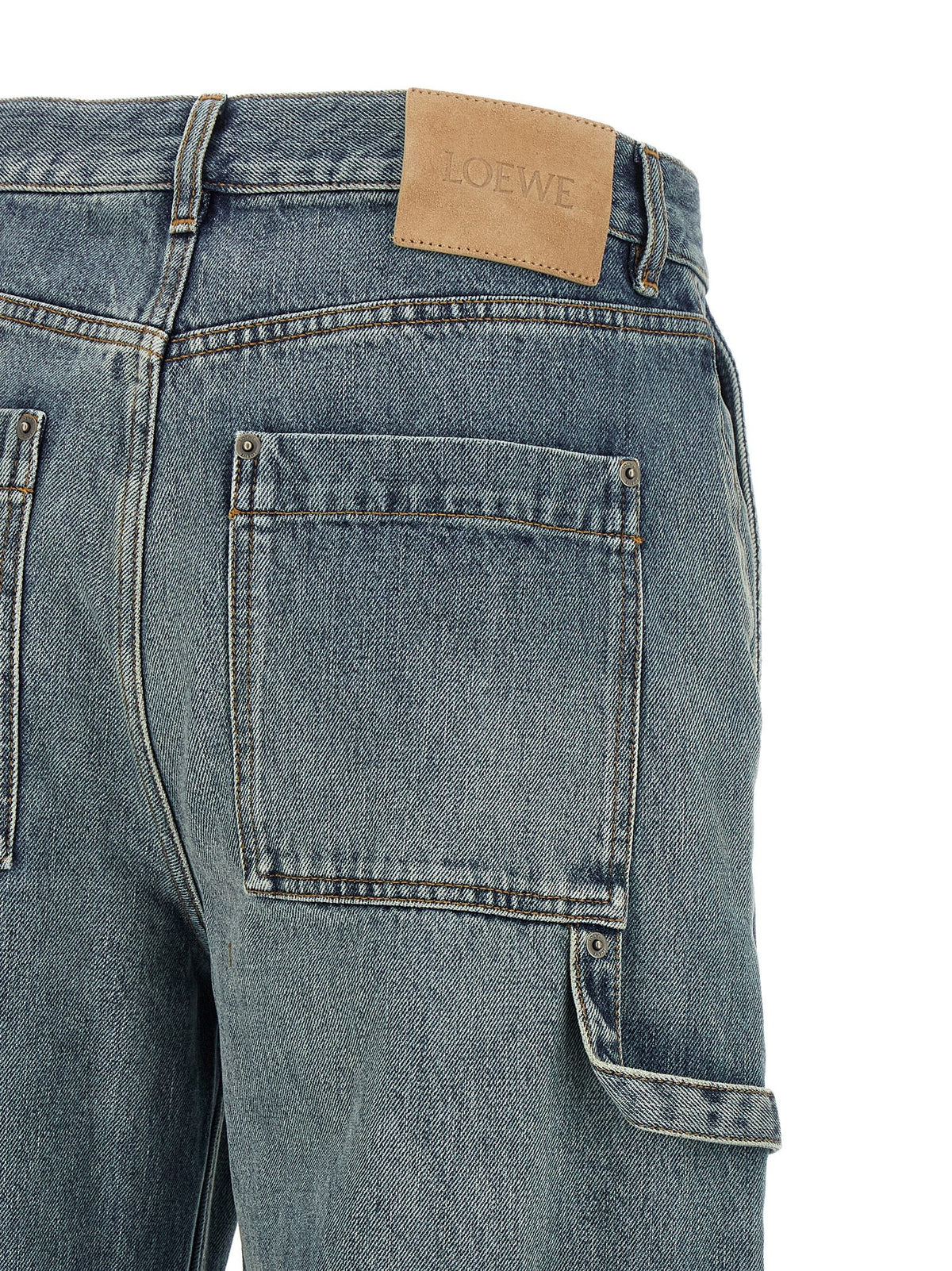 Leather pocket jeans