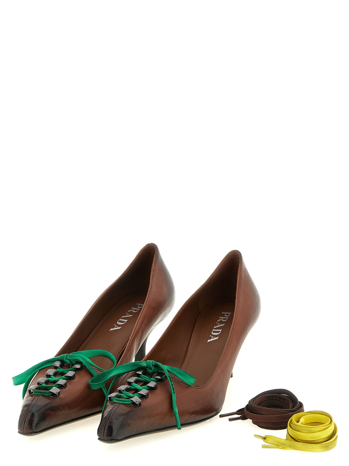 Leather pumps with laces