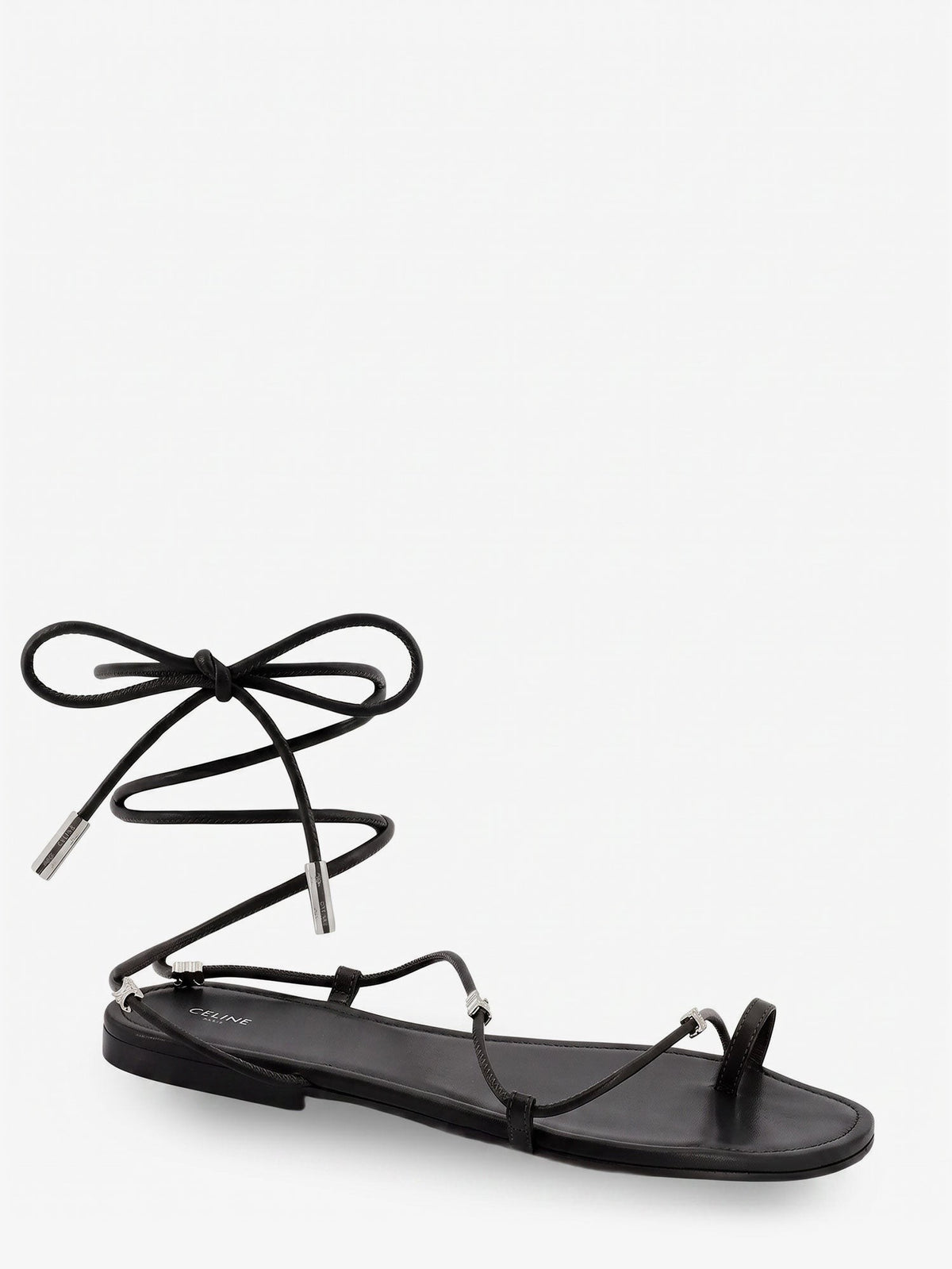 Leather sandals with metal Triomphe logo