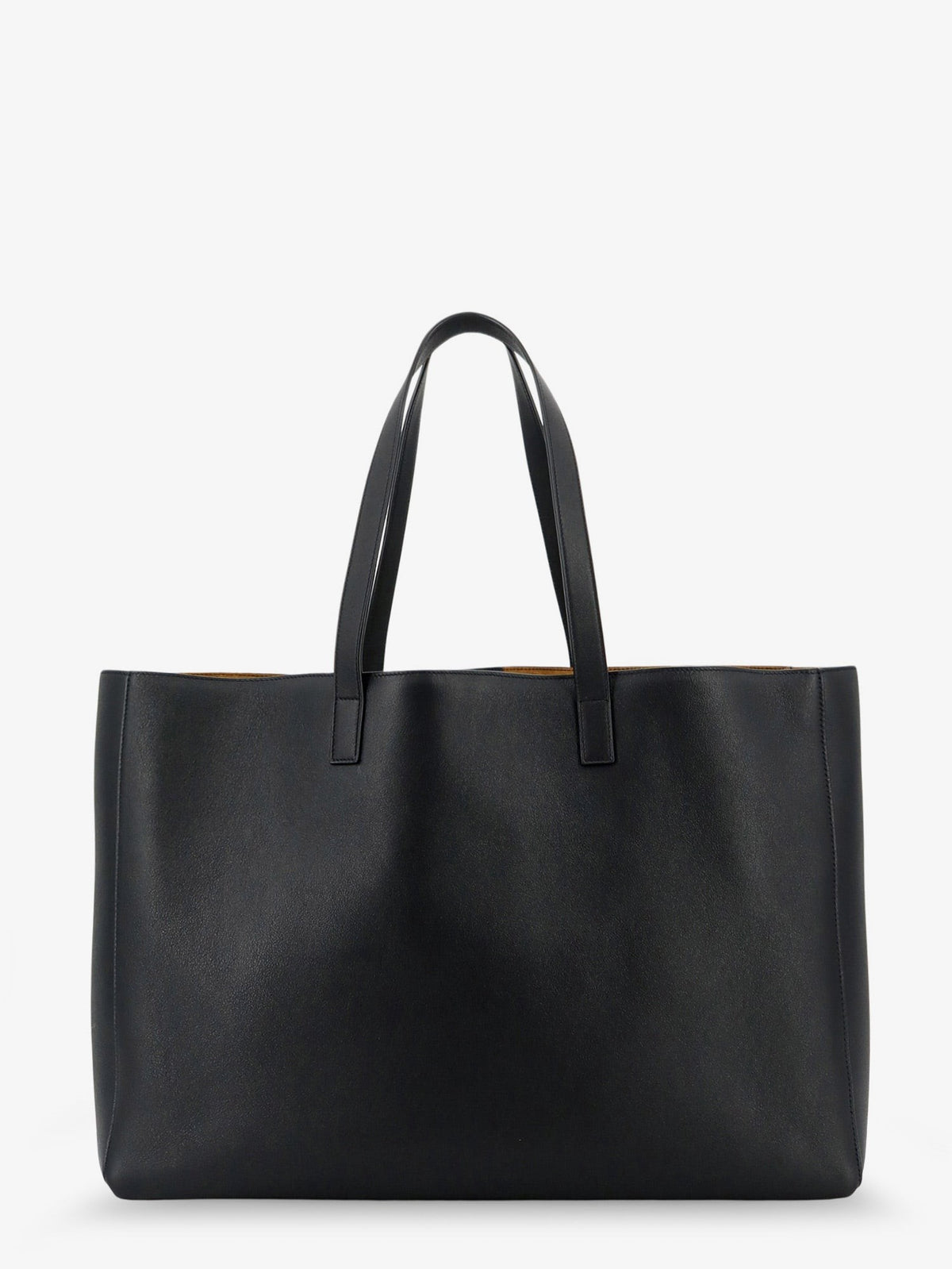 Leather shopping bag with front logo