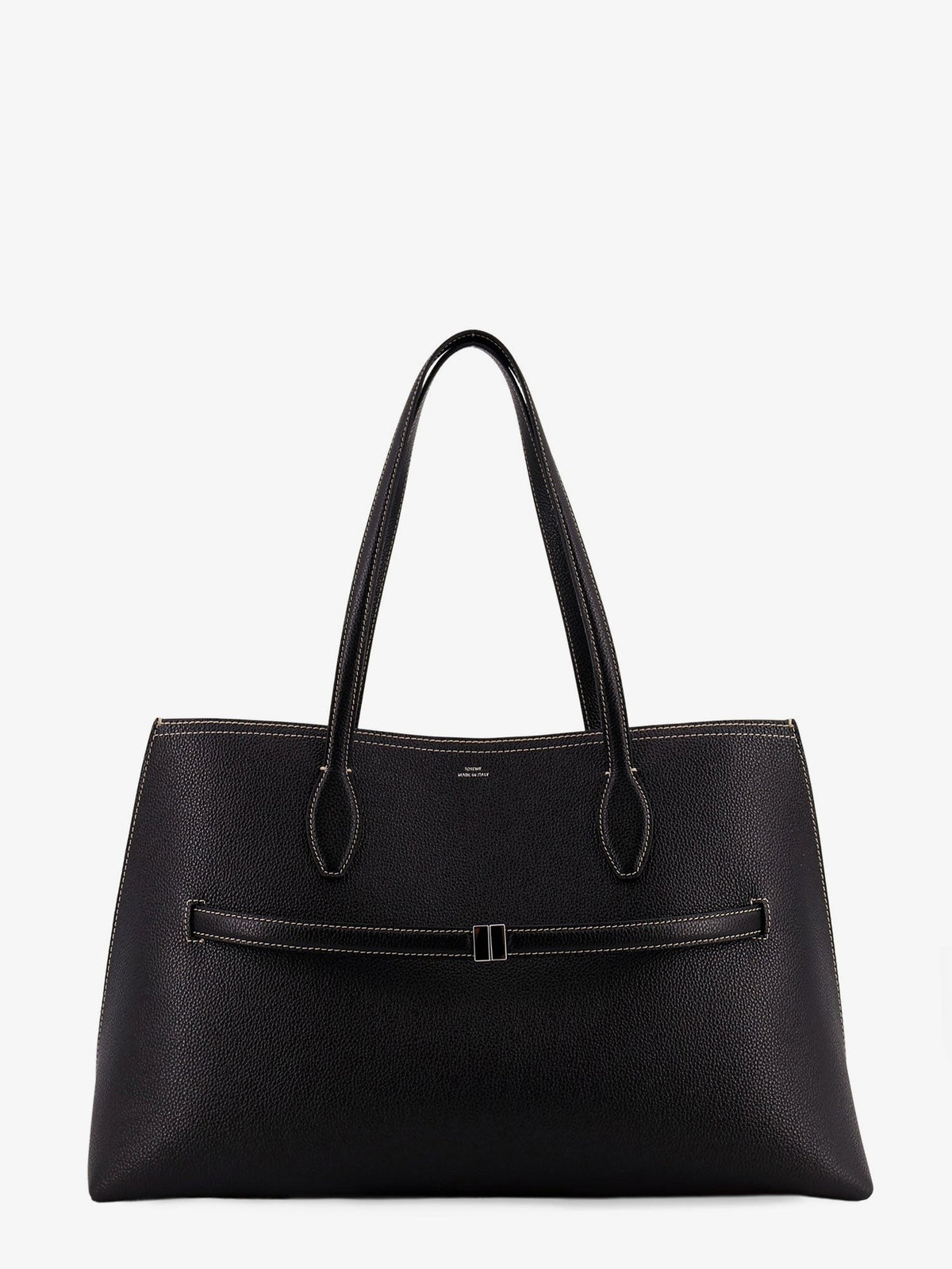 Leather shoulder bag with lettering logo on the front