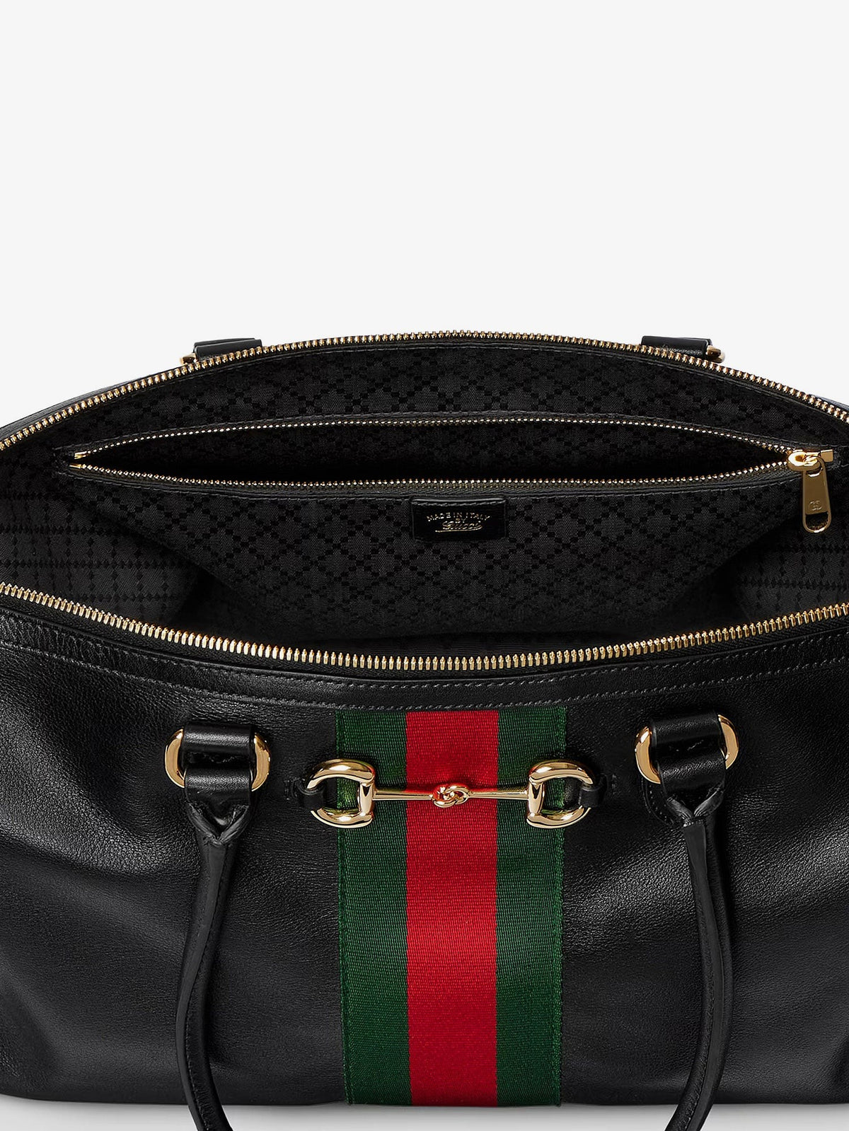 Leather shoulder bag with metal clasp