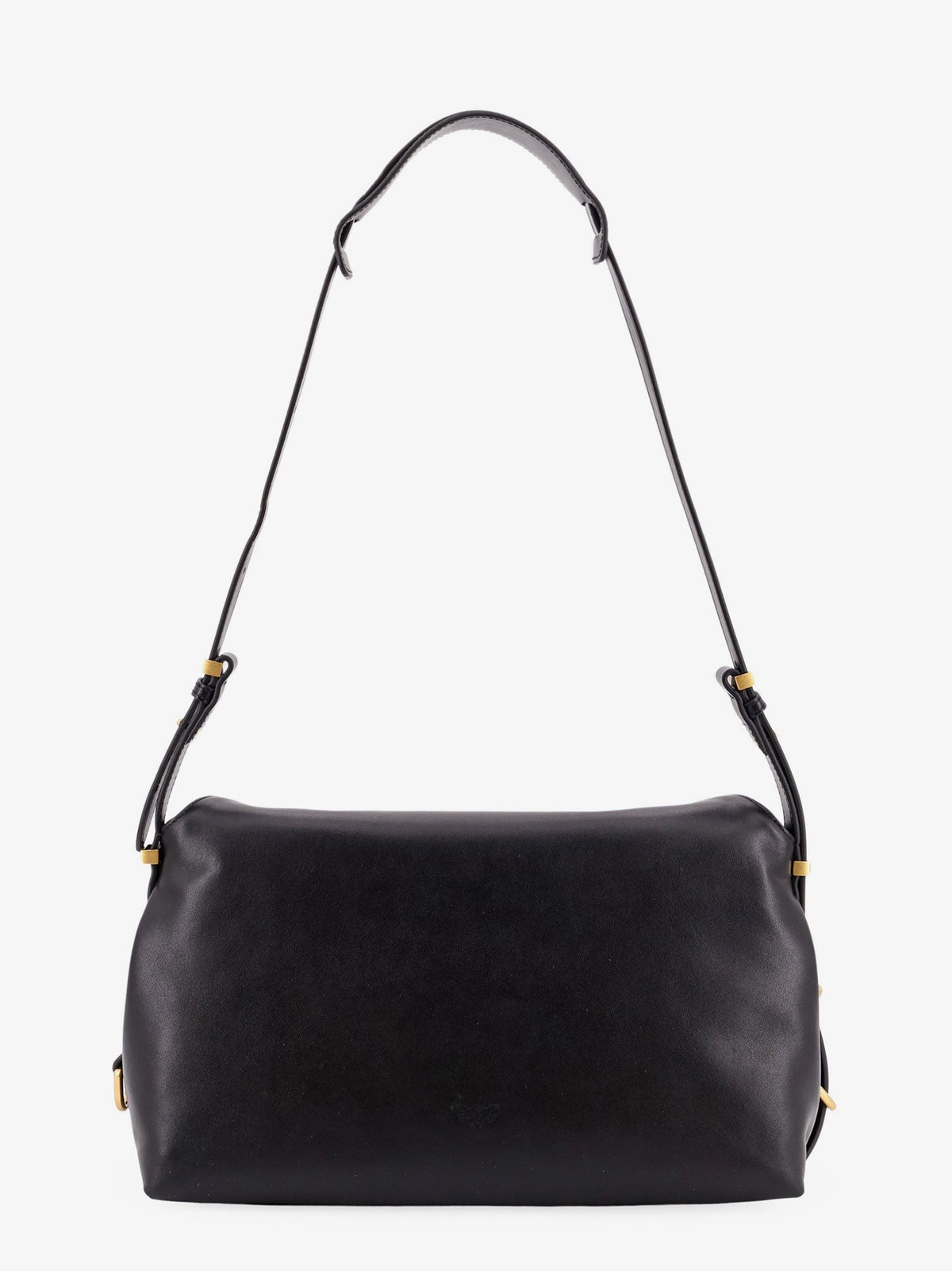 Leather shoulder bag with metal detail with engraved logo
