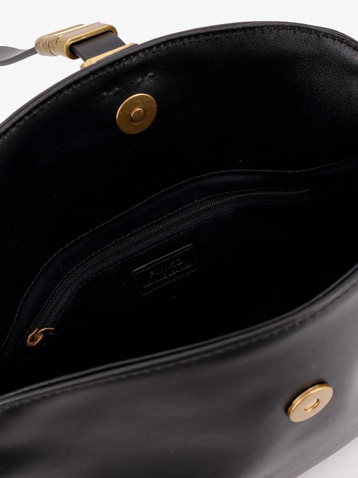 Leather shoulder bag with metal detail with engraved logo