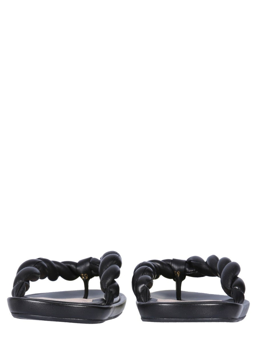 LEATHER SLIDE SANDALS