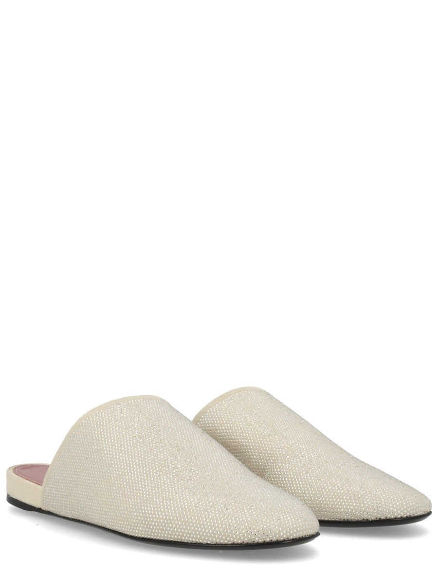 LEATHER SLIPPER WITH RHINESTONES