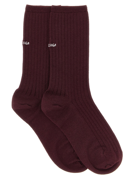 Logo embroidery ribbed tights