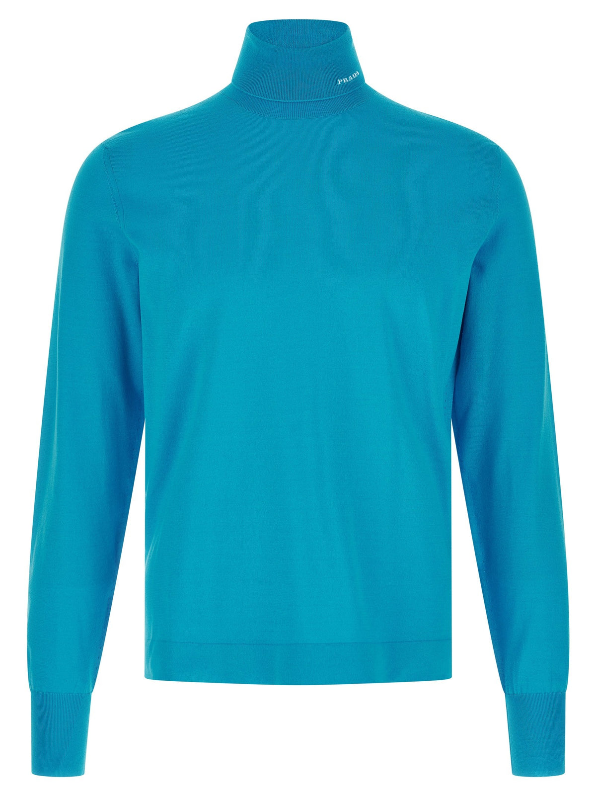 كنزة بياقة عالية وتطريز شعار الماركة