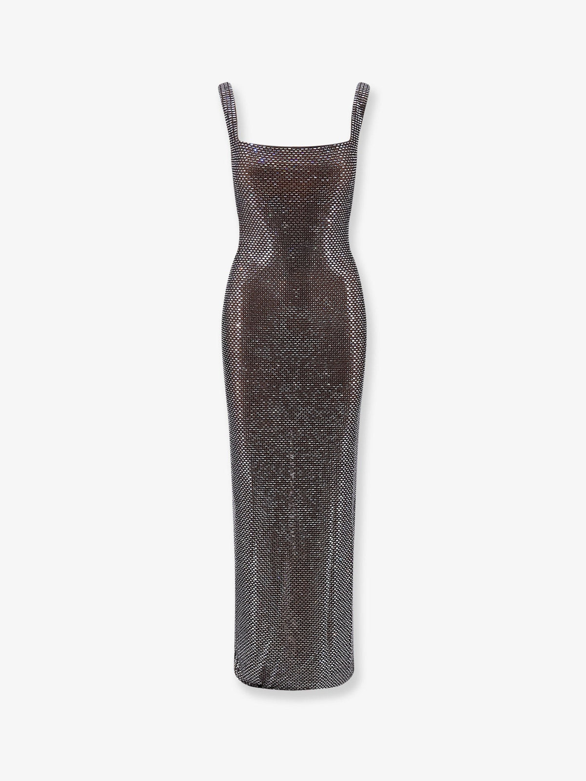 Long dress with all-over rhinestones
