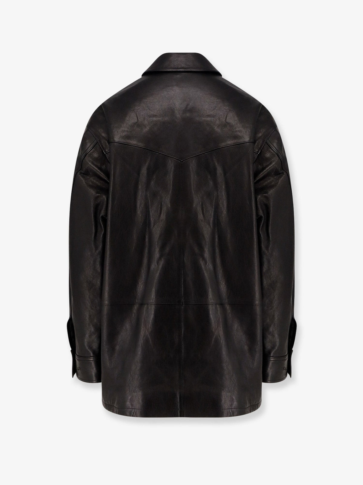 Long padded leather Unisex jacket