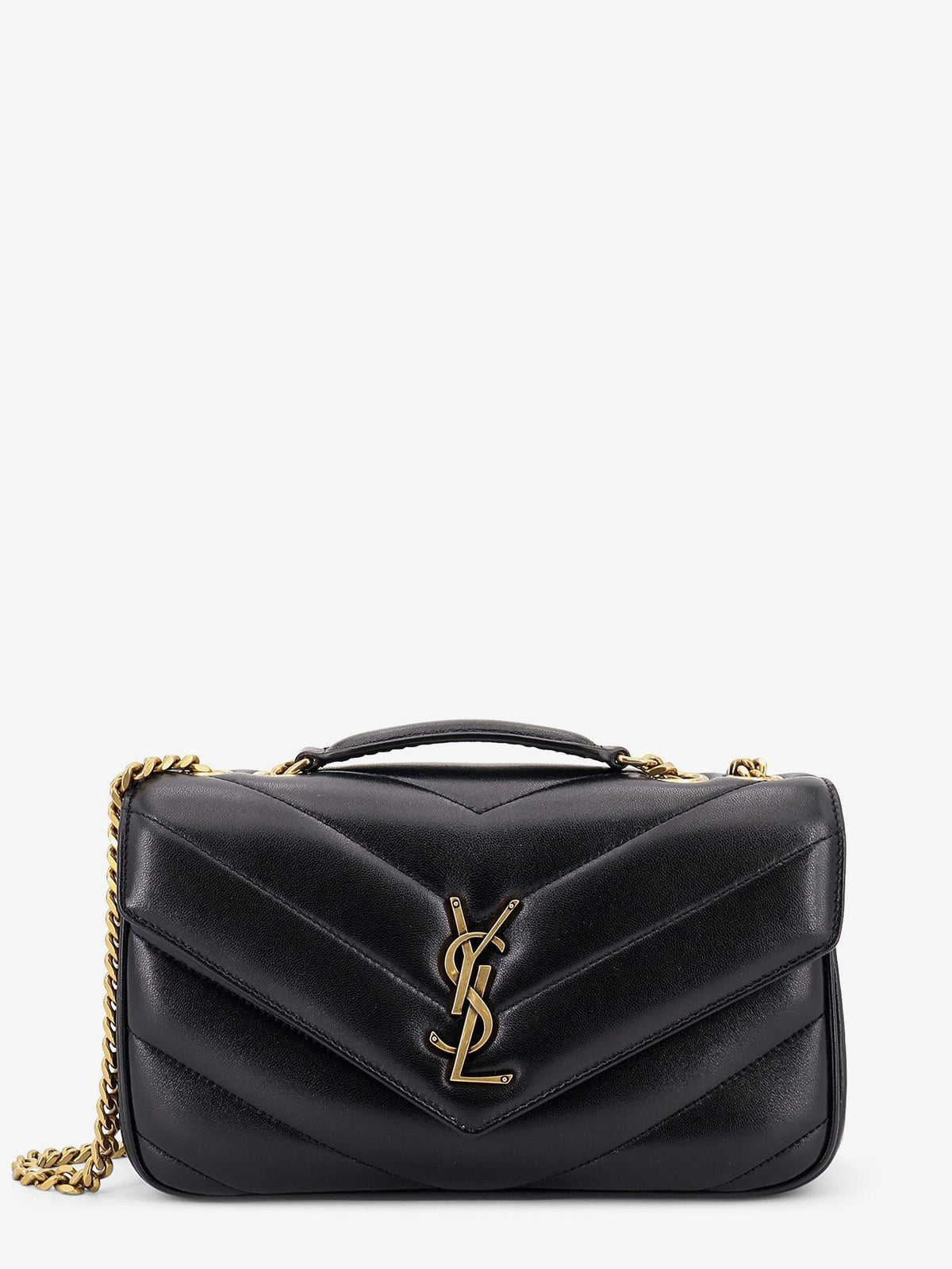 Loulou leather shoulder bag with metal Cassandre logo