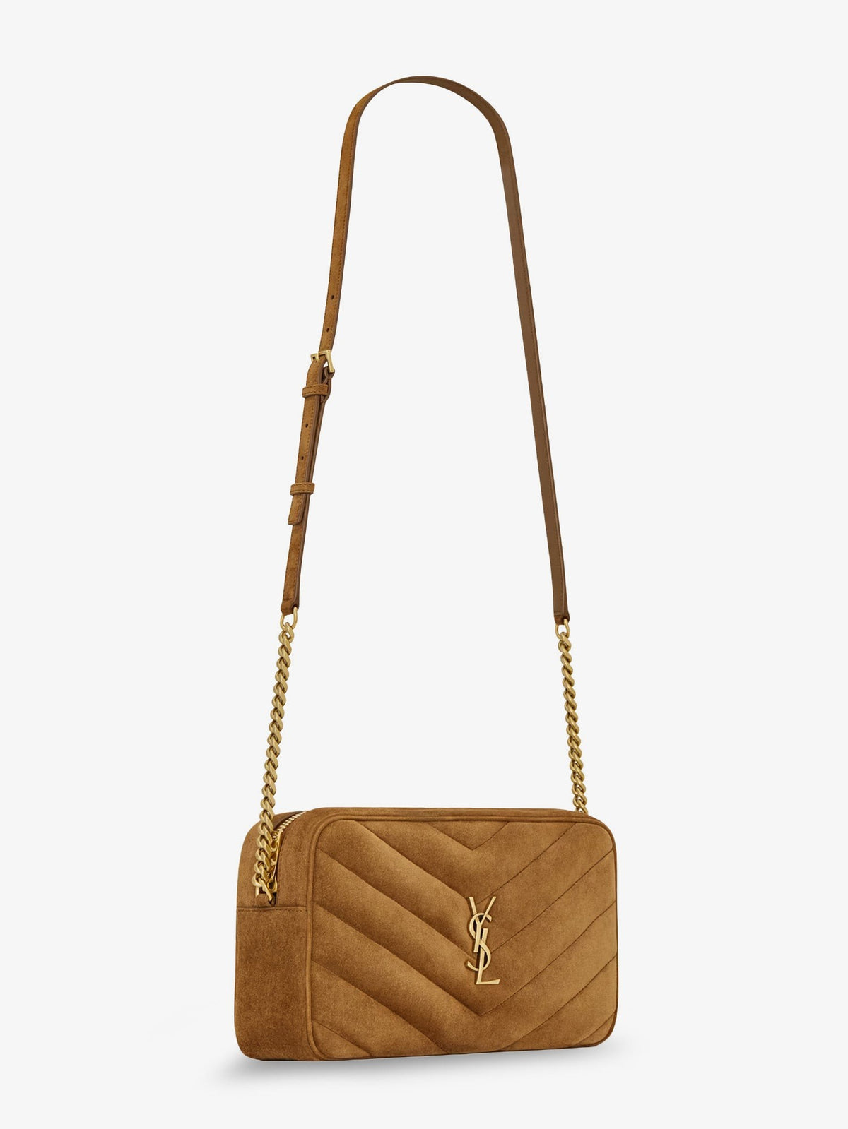 Loulou suede crossbody bag with Cassandre logo on the front