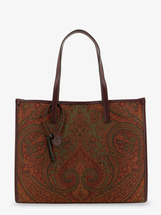 Love Trotter Paisley jacquard shopping bag with leather handles