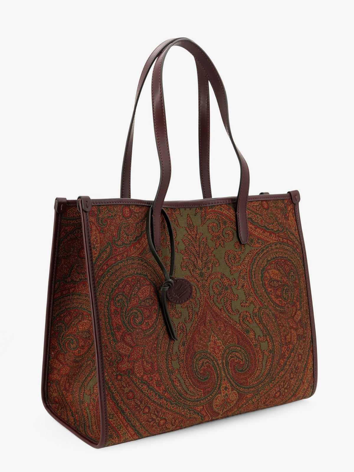 Love Trotter Paisley jacquard shopping bag with leather handles