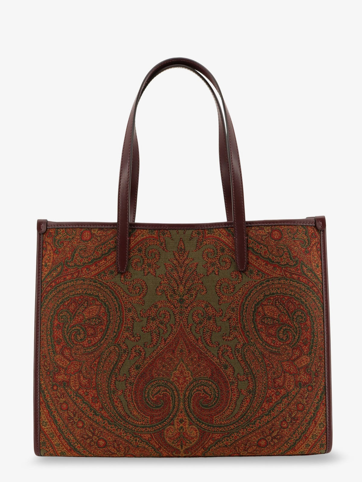 Love Trotter Paisley jacquard shopping bag with leather handles