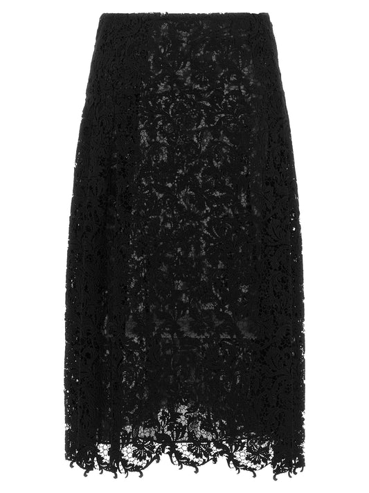 Black macramé lace skirt