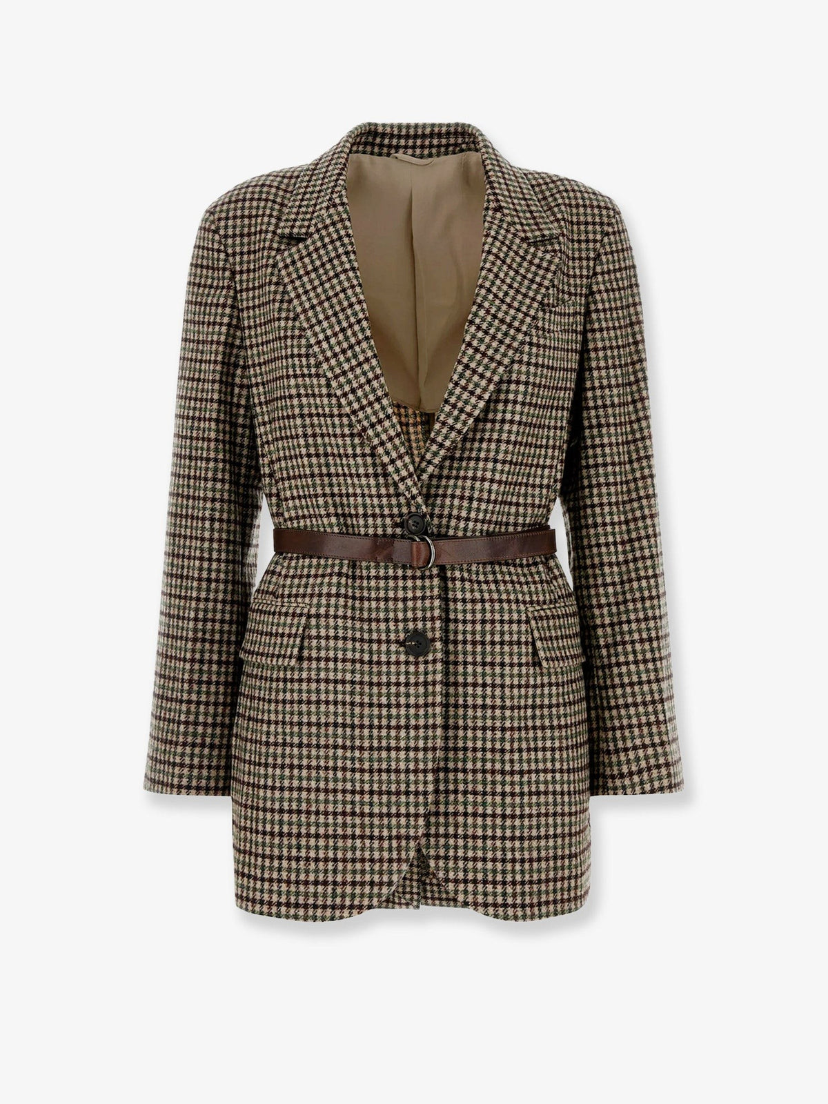 Madras blazer with belt