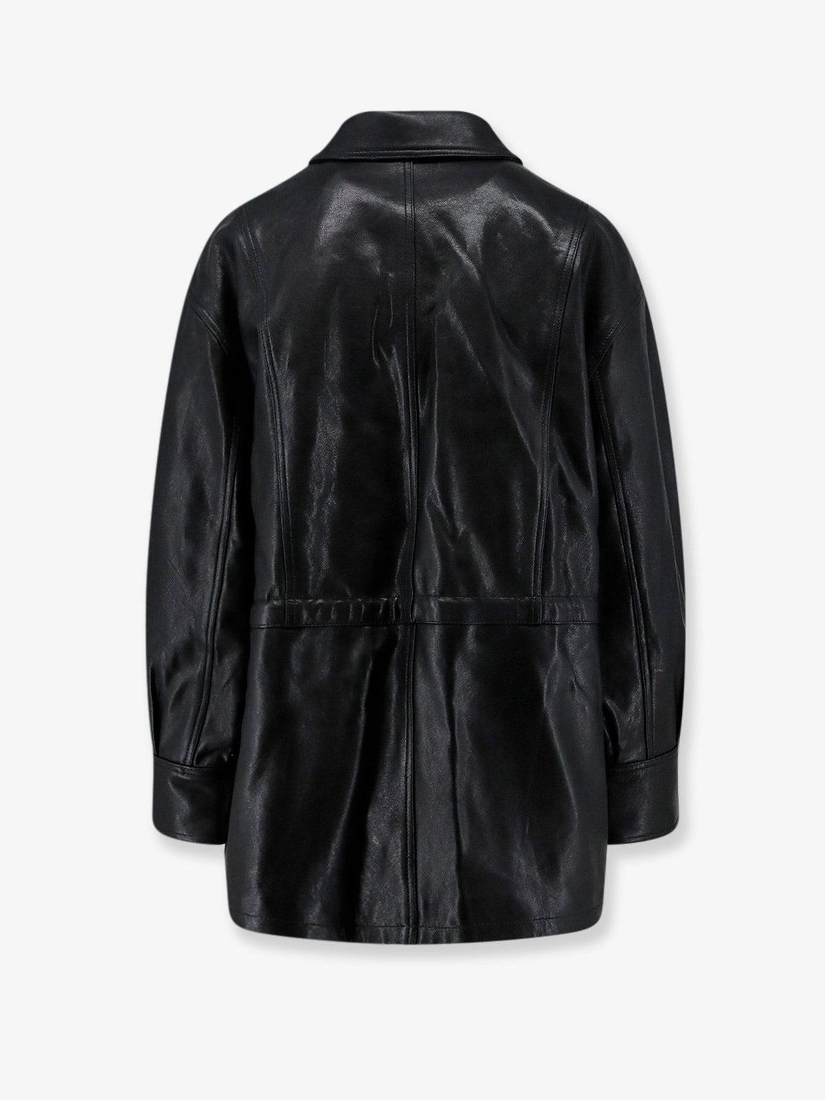 Maeve leather jacket with front button fastening