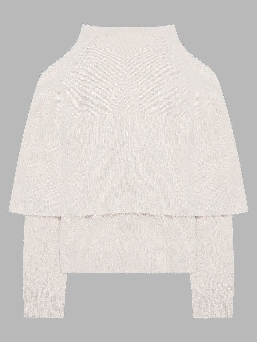 Maglia In Lana Merino Con Collo a Cappa