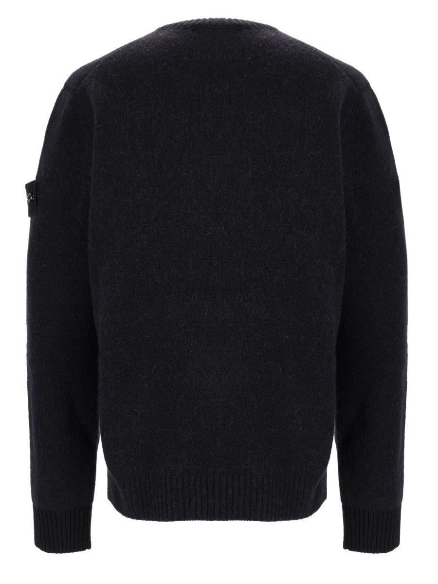 Maglia In Misto Alpaca e Lana Con Patch Logo