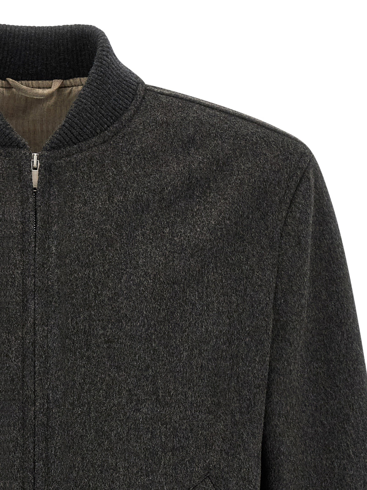 Mélange grey wool bomber jacket